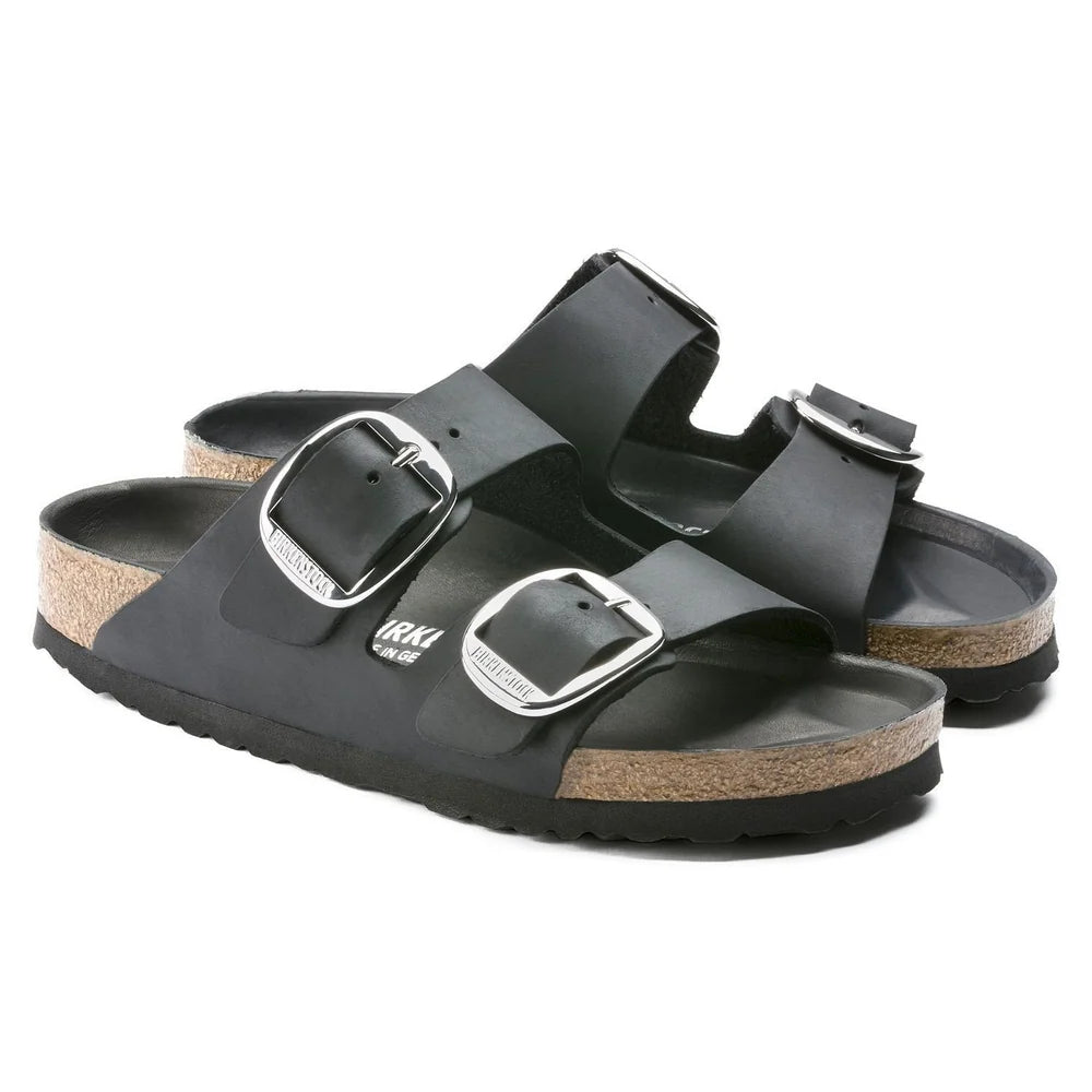 Birkenstock Unisex Big Buckle Oiled Leather Shoes In Black