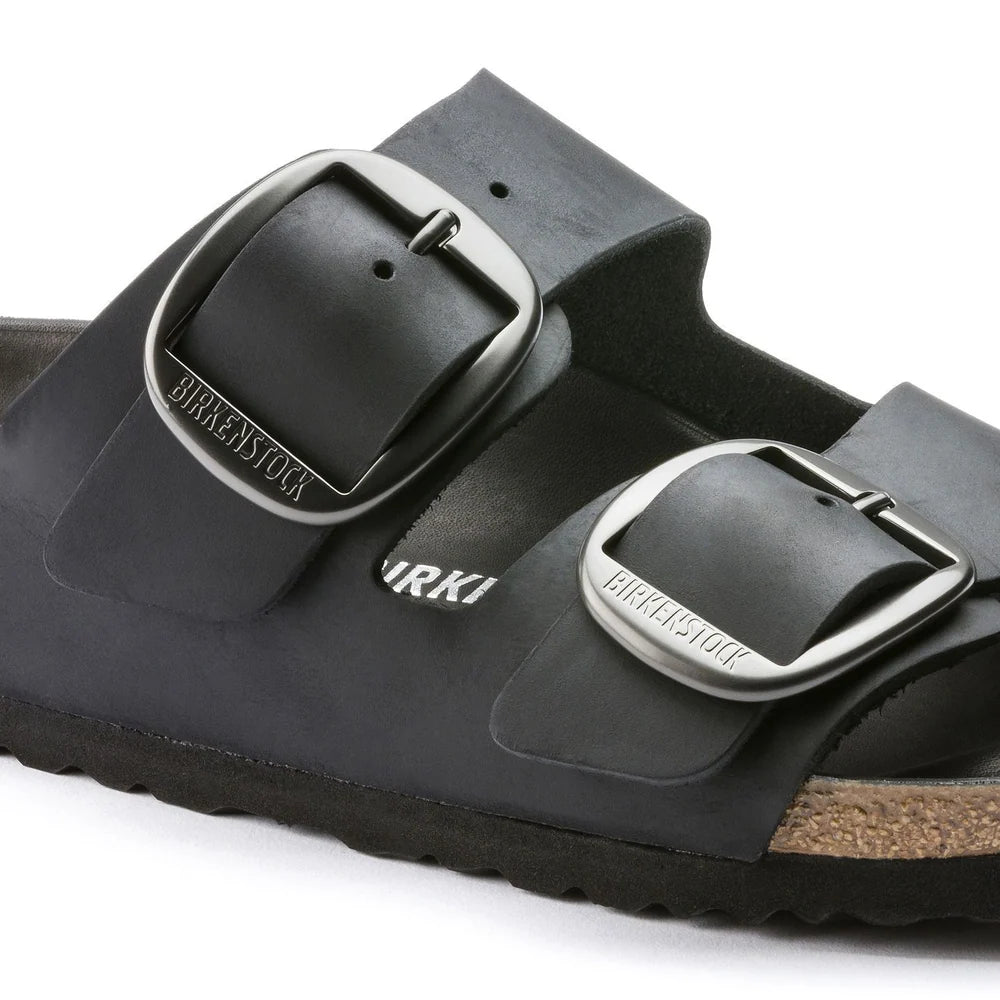 Birkenstock Unisex Big Buckle Oiled Leather Shoes In Black