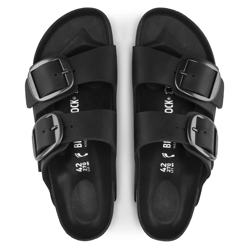 Birkenstock Unisex Big Buckle Oiled Leather Shoes In Black