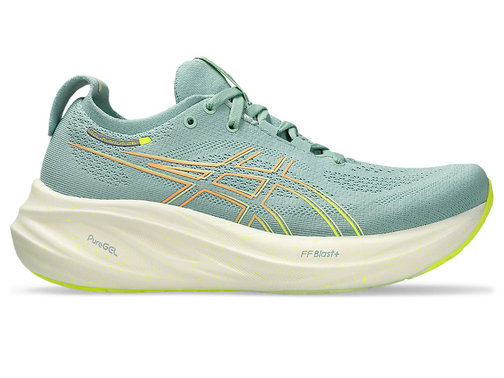 Asics 1012B601 Womens Gel-Nimbus 26 Shoes 301 Light Celadon/Safety Yellow