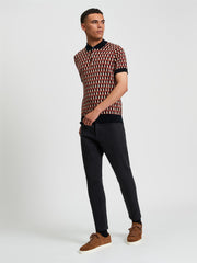 Ben Sherman Mens All Over Jacquard Golfer In Black