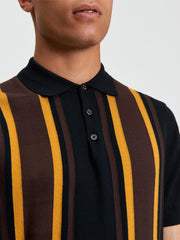 Ben Sherman Mens Vertical Stripe Golfer In Black