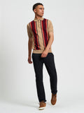 Ben Sherman Mens Vertical Stripe Golfer In Sand