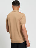 Ben Sherman Mens Vertical Stripe Golfer In Sand