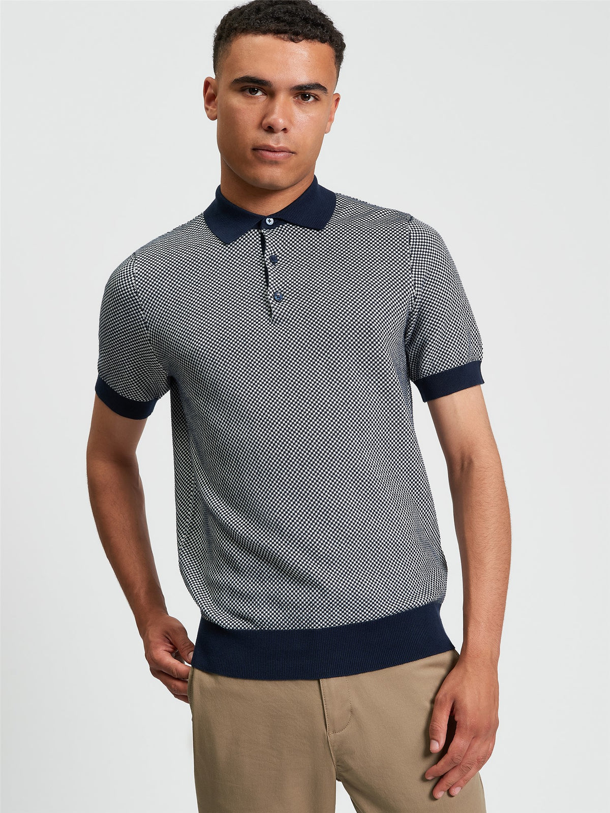 Ben Sherman Mens Texture Golfer In Dark Navy