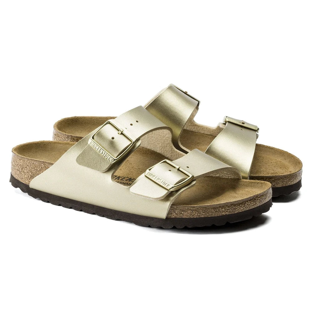 Brikenstock Womens Arizona Birko Flor Sandals In Gold