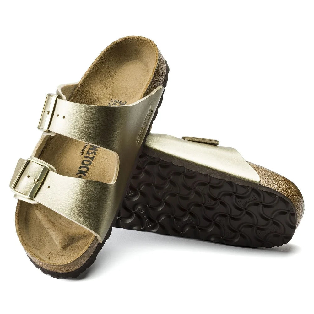 Brikenstock Womens Arizona Birko Flor Sandals In Gold