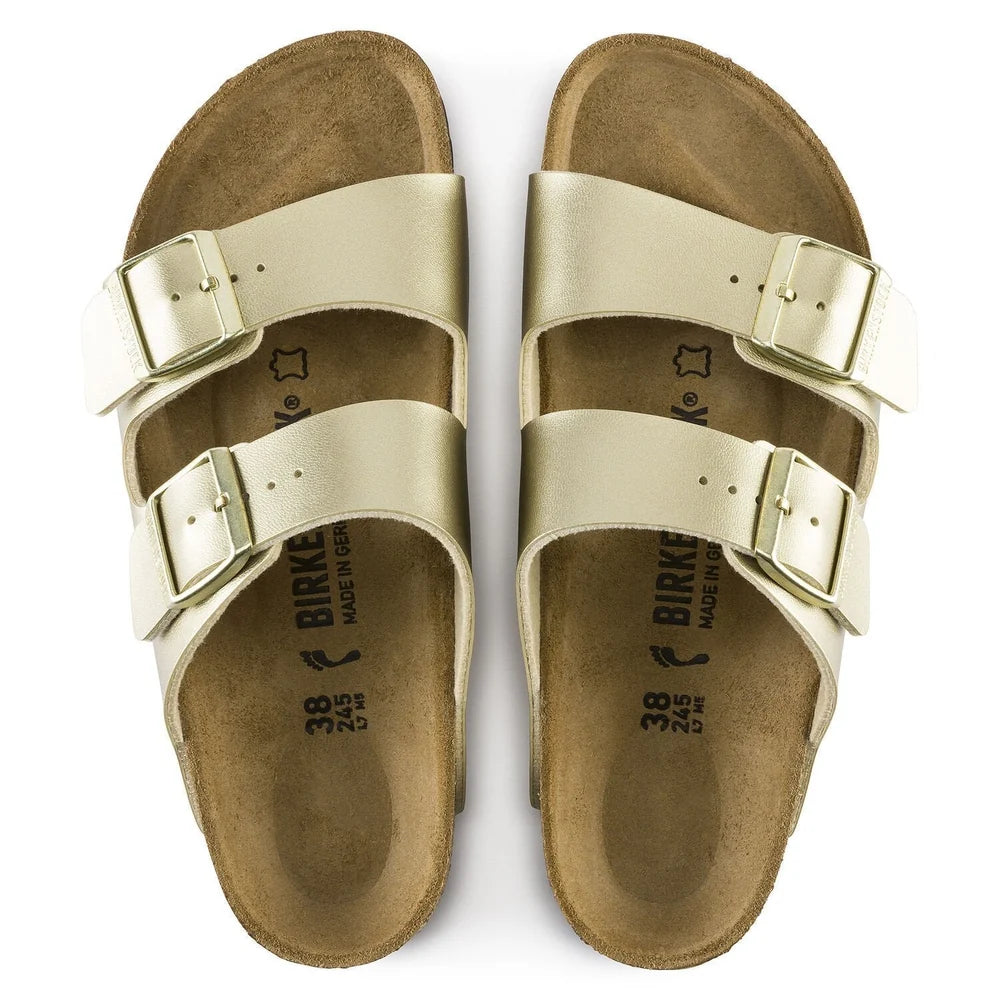 Brikenstock Womens Arizona Birko Flor Sandals In Gold