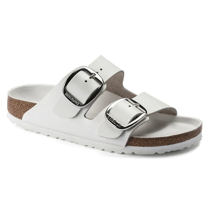 Brikenstock Womens Arizona Big Buckle Leather Sandal In White