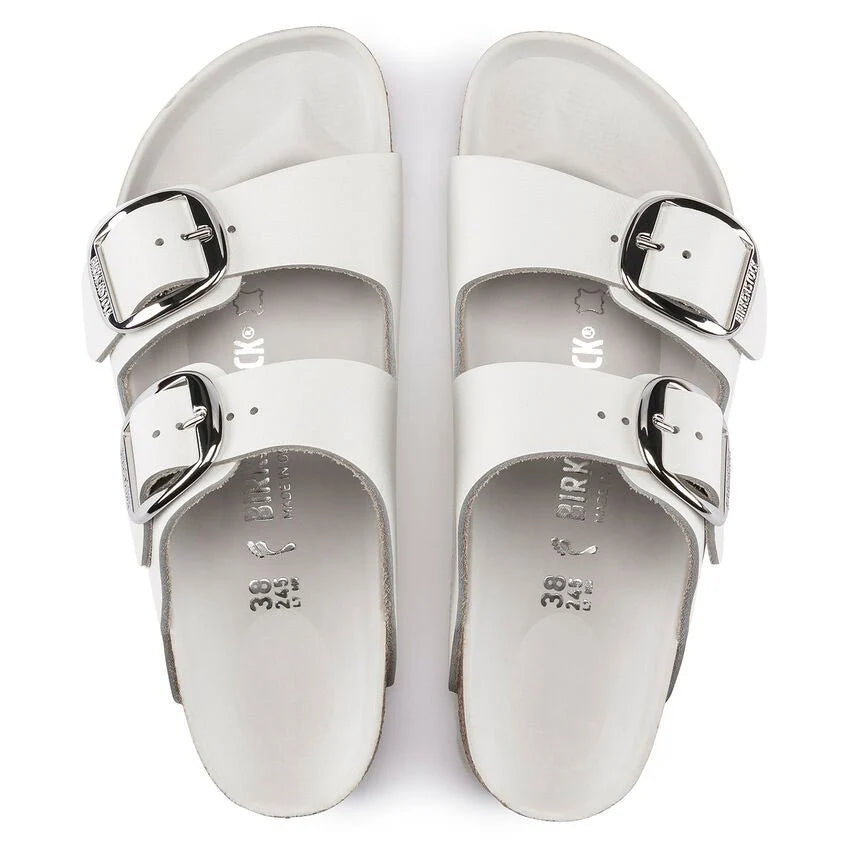 Brikenstock Womens Arizona Big Buckle Leather Sandal In White