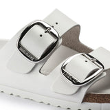 Brikenstock Womens Arizona Big Buckle Leather Sandal In White