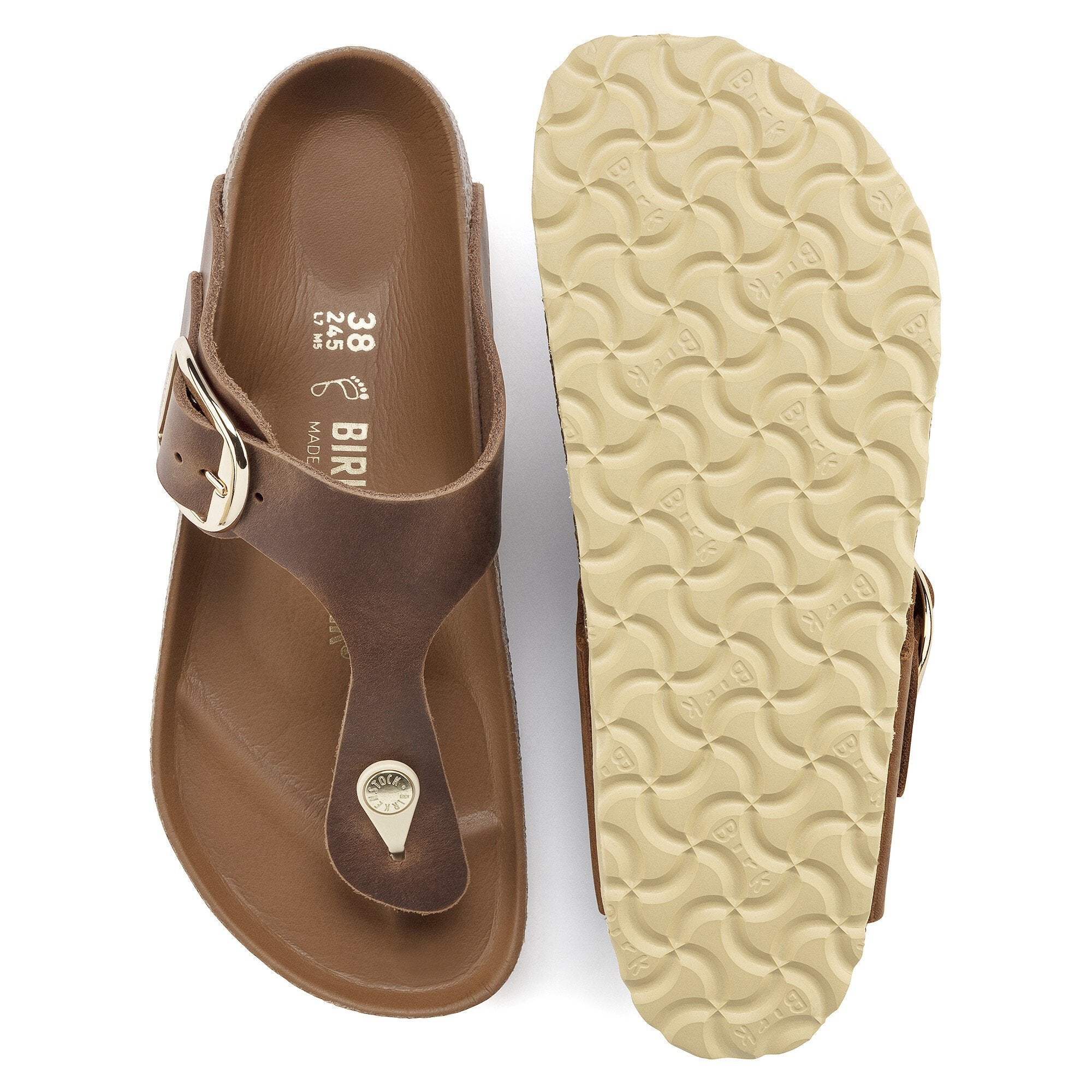 Birkenstock Gizeh 1018745 Big Buckle Smooth Leather Cognac