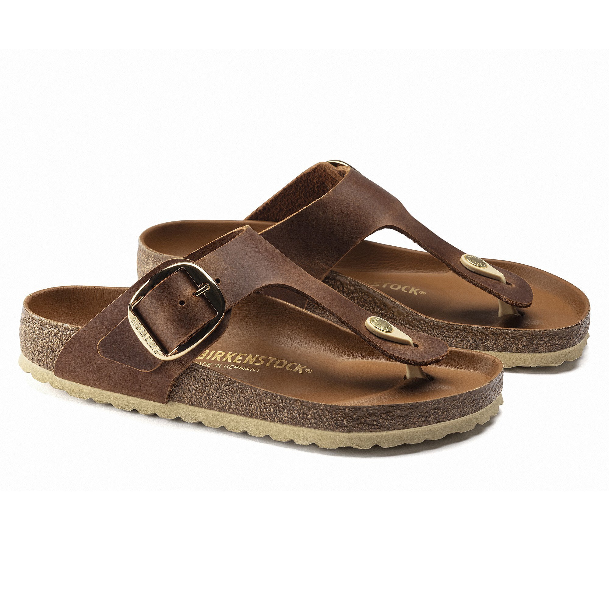 Birkenstock Gizeh 1018745 Big Buckle Smooth Leather Cognac