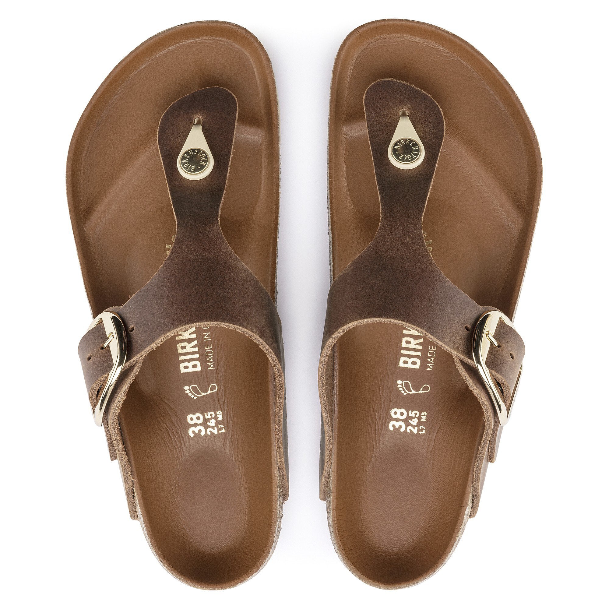 Birkenstock Gizeh 1018745 Big Buckle Smooth Leather Cognac