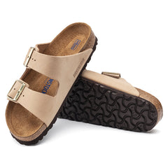 Birkenstock Mens Arizona Nubuck Leather Shoes In Sand