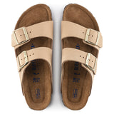 Birkenstock Mens Arizona Nubuck Leather Shoes In Sand