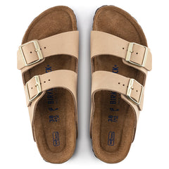 Birkenstock Mens Arizona Nubuck Leather Shoes In Sand