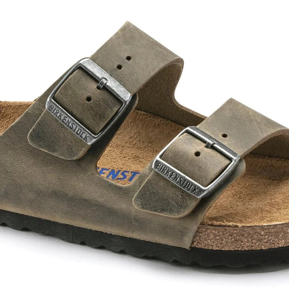 Birkenstock Mens Arizona Oiled Leather Sandal In Faded Khaki