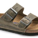 Birkenstock Mens Arizona Oiled Leather Sandal In Faded Khaki