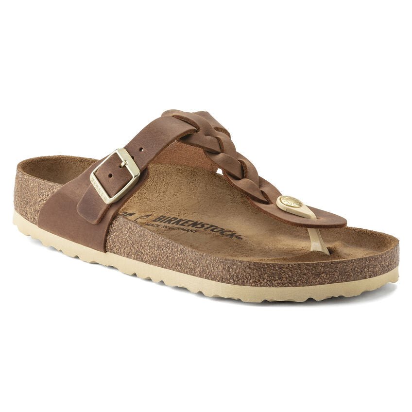 Birkenstock Gizeh 1021336 Braided Oiled Leather Cognac