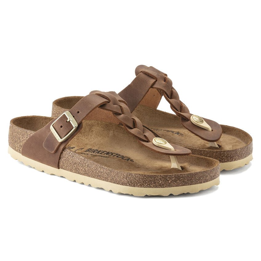 Birkenstock Gizeh 1021336 Braided Oiled Leather Cognac