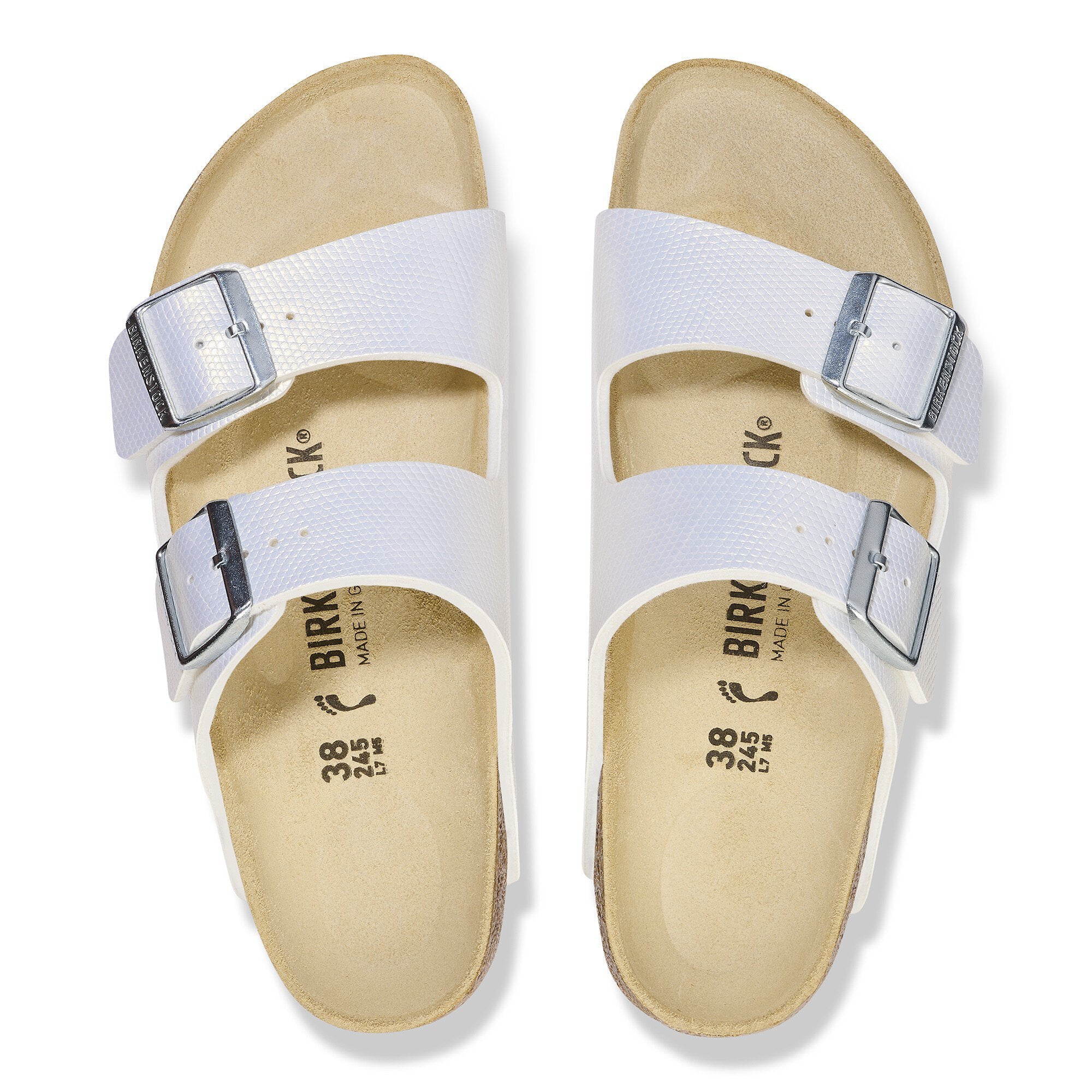 Birkenstock Arizona 1026500 Bf Birko-Flor Embossed Lizard White