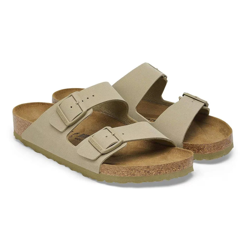 Birkenstock Unisex Arizona Faded Birko-Flor Shoes In Khaki