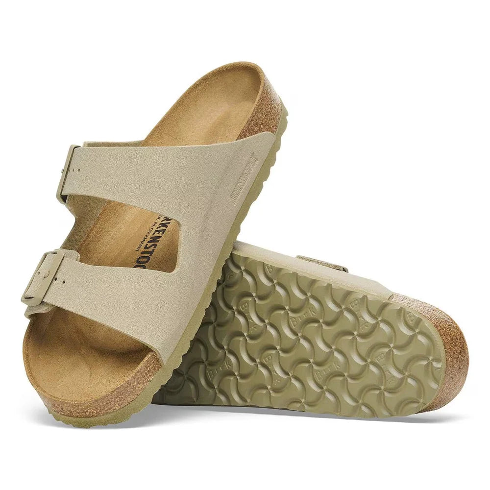 Birkenstock Unisex Arizona Faded Birko-Flor Shoes In Khaki