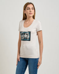 Guess Womens Animal Boxy Print t-Shirts In Stone