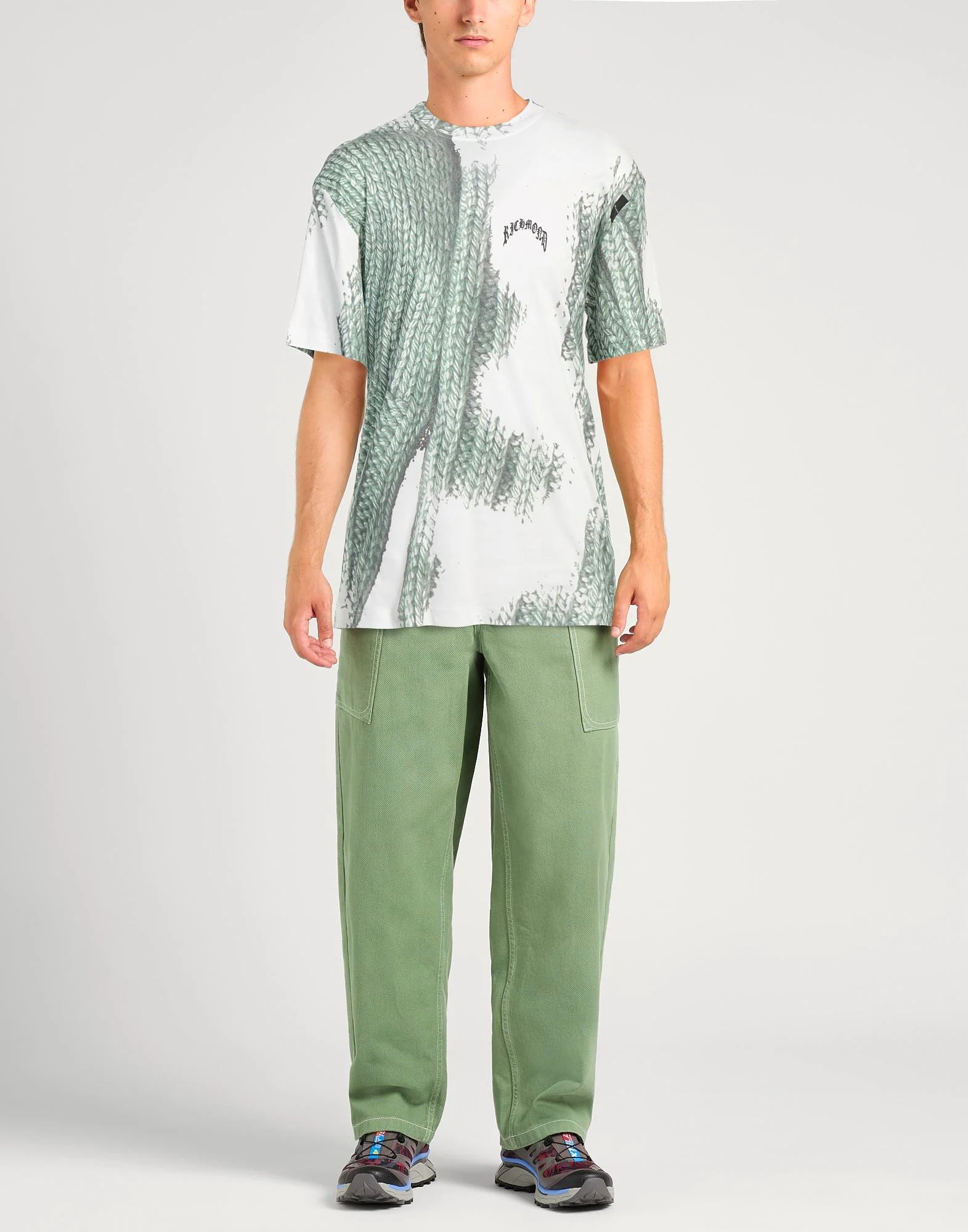 John Richmond Mens Oner Hurin T-Shirt In White & Green