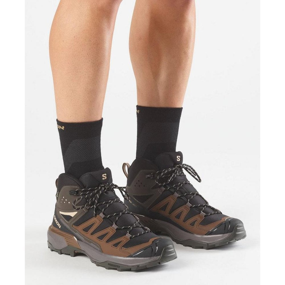 Salomon Mens X Ultra 360 Mid Gore Tex Hiking Boots In Black/Dark Gull Gray/Dark Earth