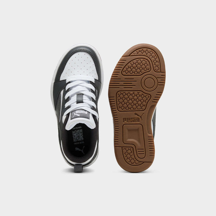 Puma Boys Rebound V6 Lo Ac+ Inf Shoes In Grey & White