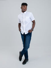 Ben Sherman Mens Short Sleeve White Linen Shirt