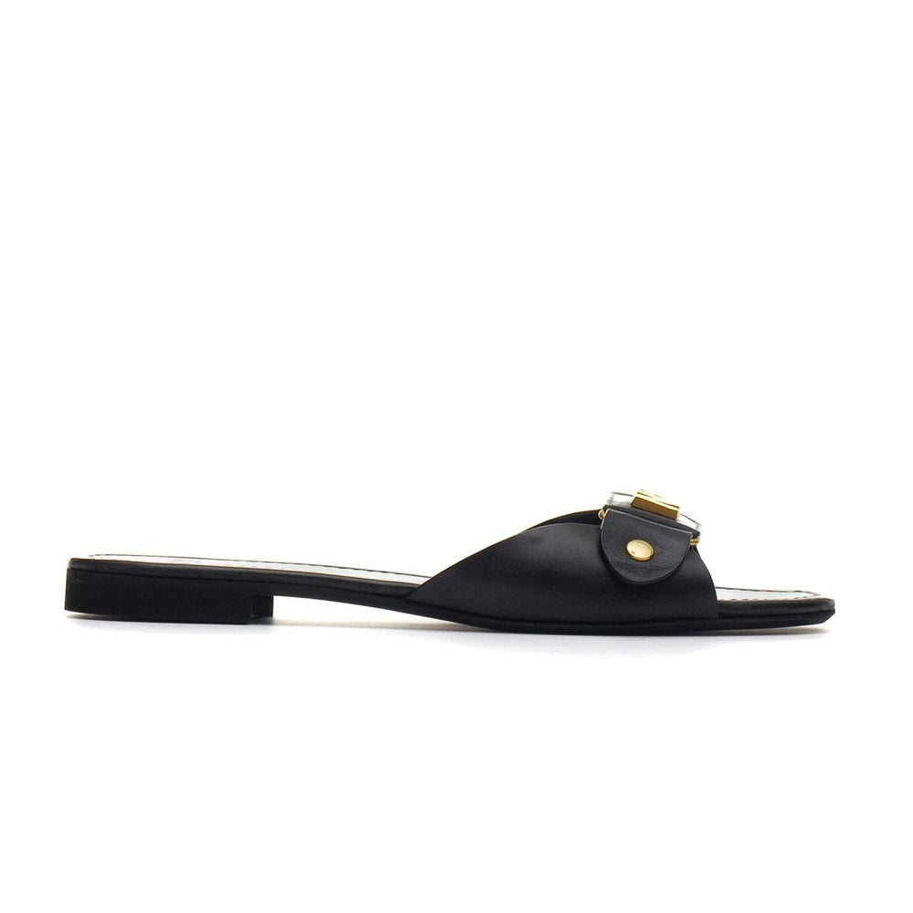 Nº21 Womens Logo Lettering Leather Sandals In Black