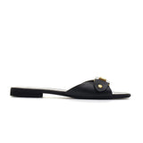 Nº21 Womens Logo Lettering Leather Sandals In Black