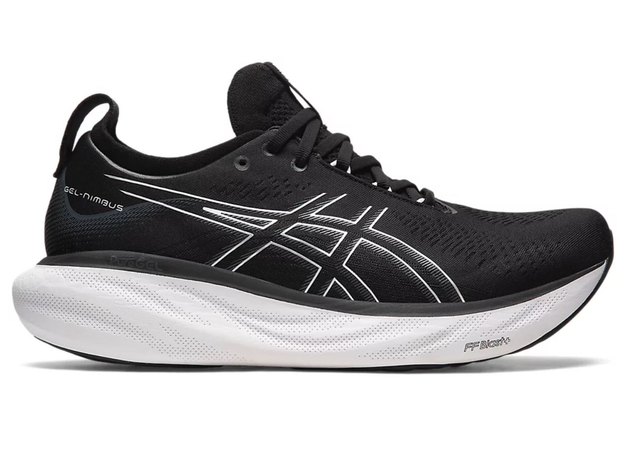 Asics Mens Gel-Nimbus 25 Shoes In Black/Pure Silver