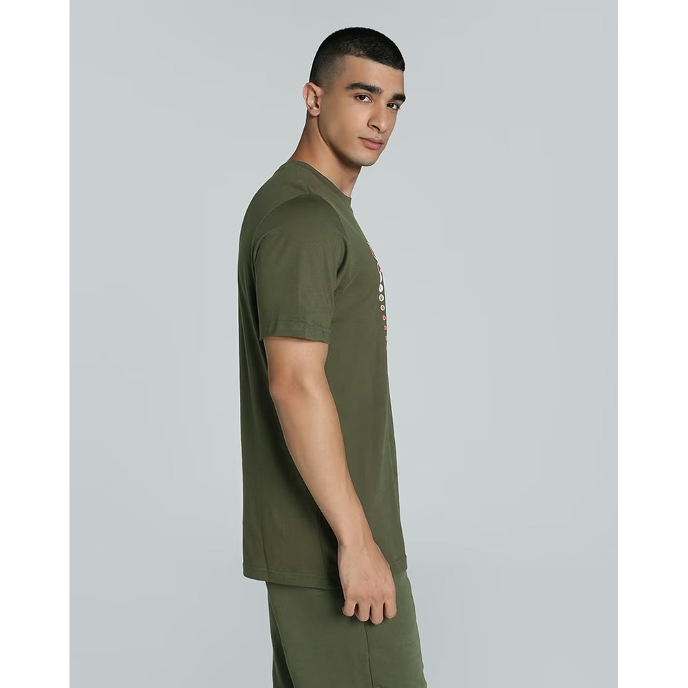 Puma Mens Graphics Cat Gradient T-Shirt In Dark Olive