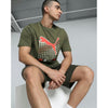 Puma Mens Graphics Cat Gradient T-Shirt In Dark Olive
