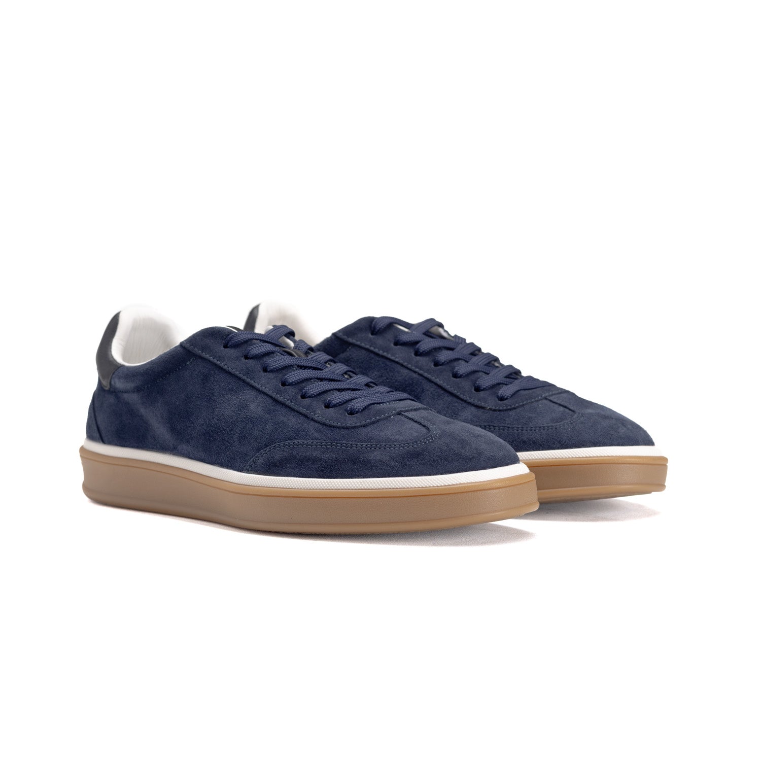 Zerga Mens Suede Leather Sneakers In Navy