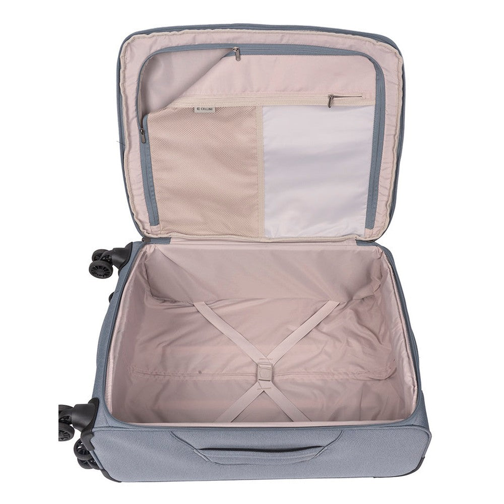 Cellini Destiny Trolley Luggage Bag In Light Blue