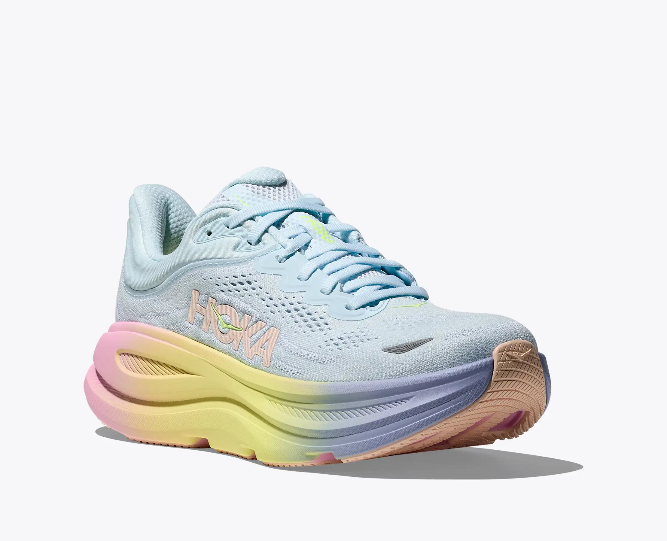 Hoka Womens Bondi 9 Shoes In Glimmering Blue/Overcast