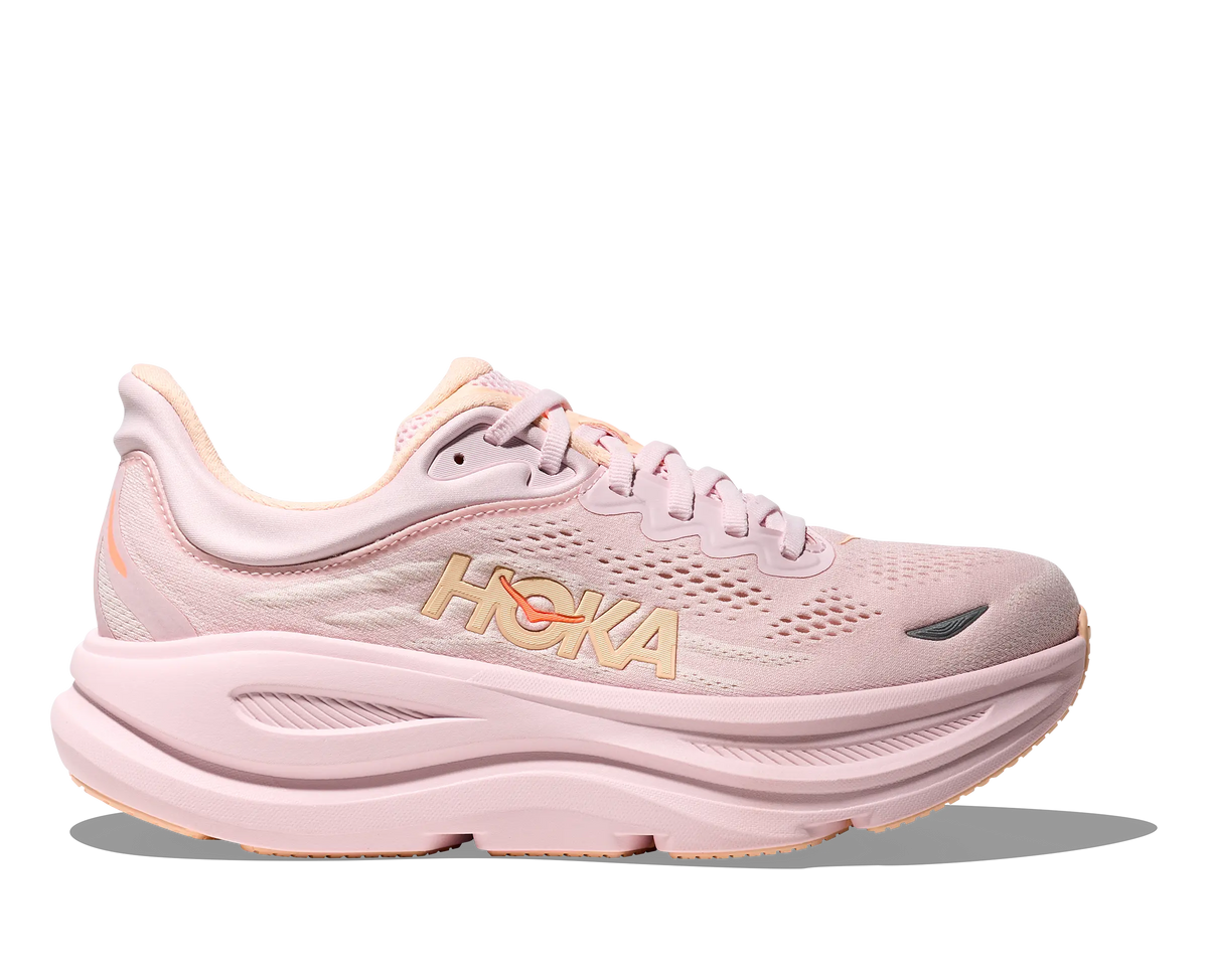Hoka Womens Bondi 9 Shoes Lrmt Lilac  Cream/Tangerine Glow