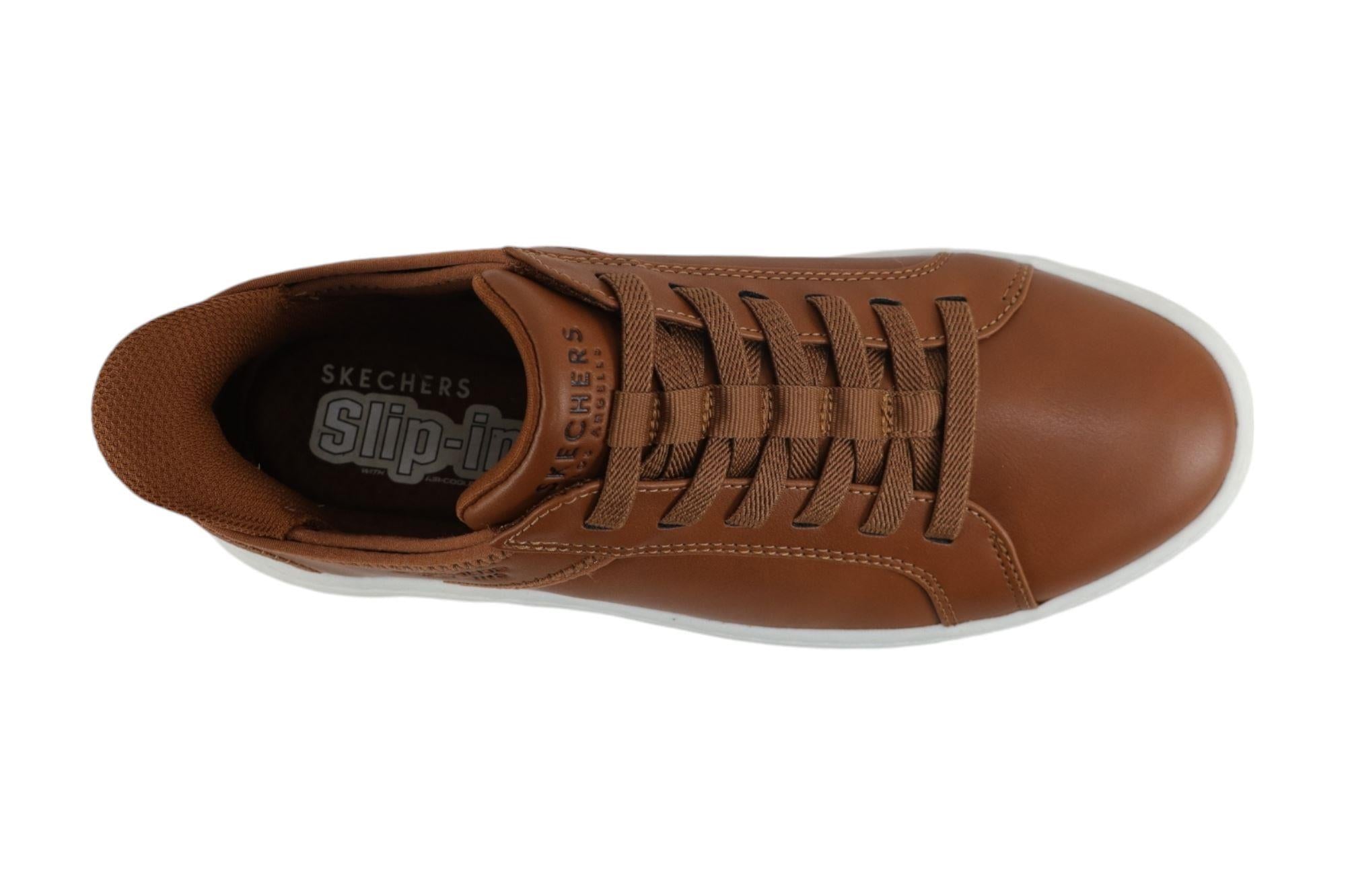 Skechers Mens Court Break Shoes In Cognac