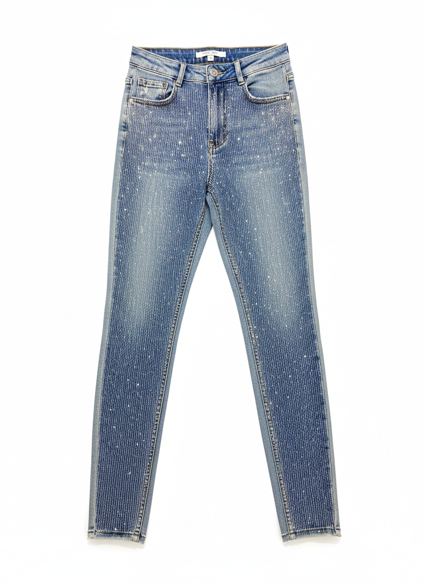 Sissyboy Womens Sleek Clear Sequins Jeans In Medium Vintage