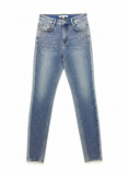 Sissy boy Womens Sleek Clear Sequins Jeans In Medium Vintage