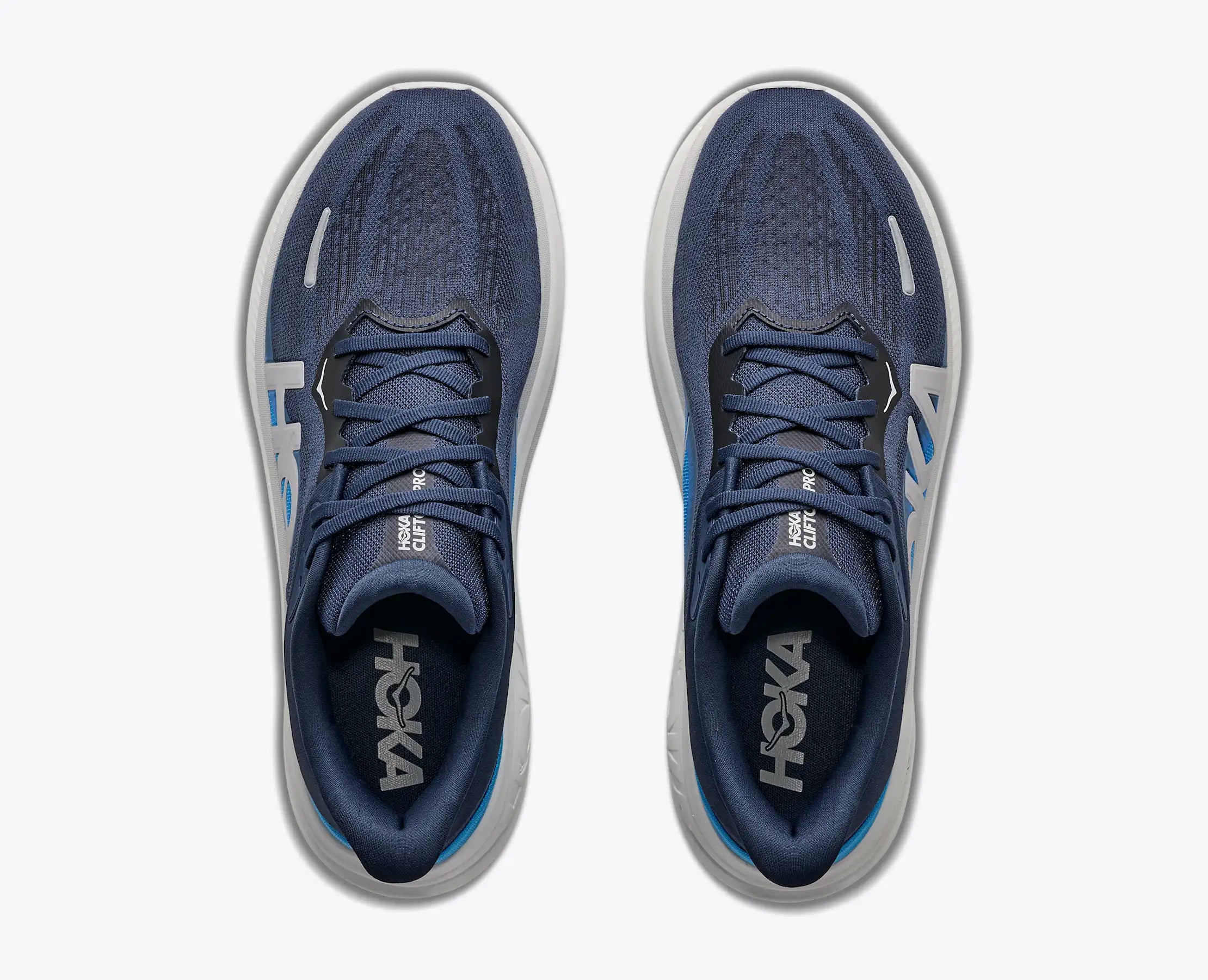 Hoka Mens Clifton Pro Wide Shoes In Varsity Navy/Soft Cobalt