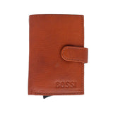 Bossi Mens Mechanism Pop Up Wallet With Coin Pocket In Cognac