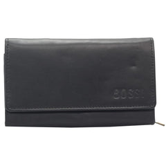 Bossi Womens Medium Leather Flap Closure Purse In Black