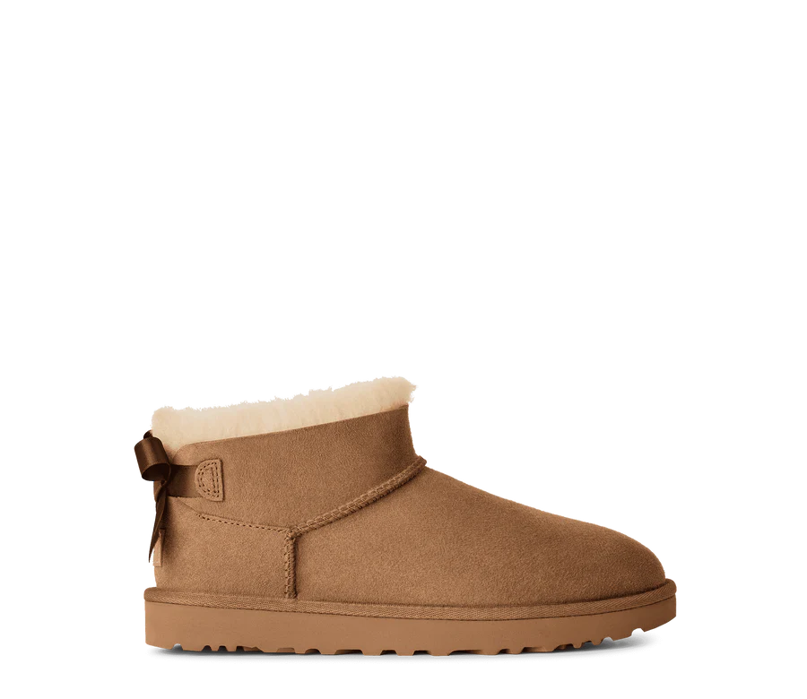 UGG Womens Ultra Nini Bailey Bow Slipppers In Chestnut