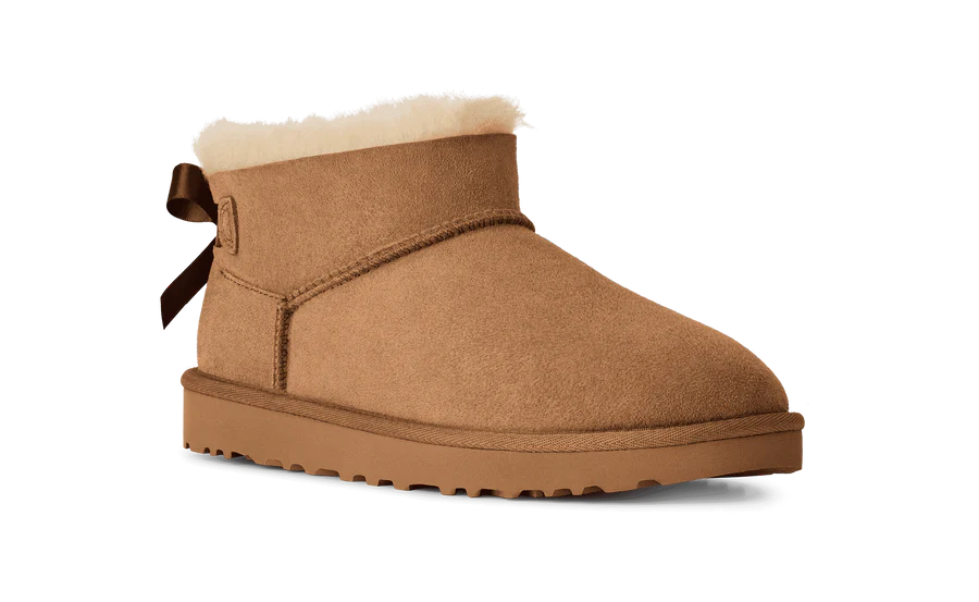 UGG Womens Ultra Nini Bailey Bow Slipppers In Chestnut
